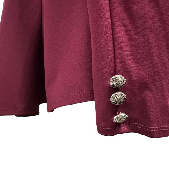 Hybrid and Co Burgundy Peplum Shoulder Pad 1 Button Stretch Blazer Plus Size 2X - Picture 7 of 10